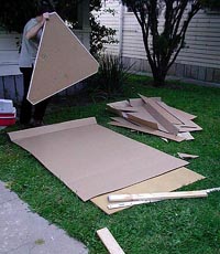 placing cardboard