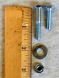 nut,  bolt and washer sizes