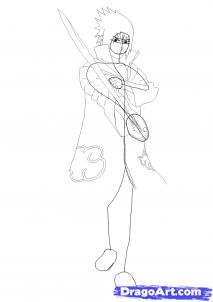 how to draw sasuke uchiha full body