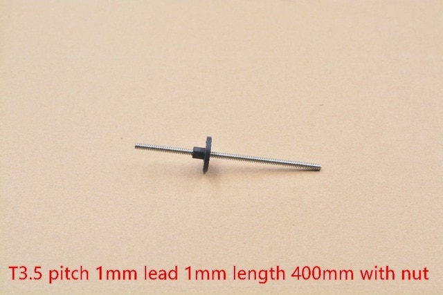 T3.5 3.5mm screw 400mm length 1mm picth 1mm lead 304 stainless steel trapezoidal screw with POM nut 1pcs