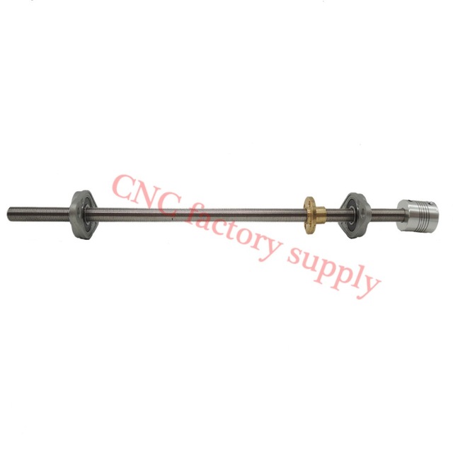 3D Printer T8-400 Stainless Steel Lead Screw Set with KFL08 With Shaft Coupling Dia 8MM Pitch 1mm Lead 1mm Length 400mm