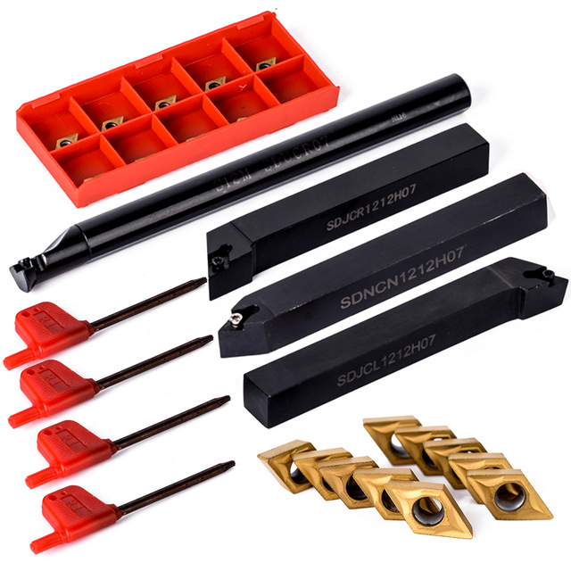 10pcs Carbide Insert Blades + 4pcs Lathe Turning Tool Holder Set + 4pcs Wrench for Lathe Turning Tool Machine Tool Sets