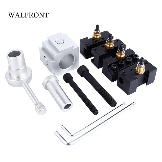 WALFRONT Mini CNC Lathe Tool Holder Quick Change Tool Post Cutter Holder Screw Kit Set Boring Bar Turning Facing Holder Wrench