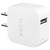 eeco Mini USB Wall Charger 12W 2.4A Plug, Travel Wall Charger with SmartIC Fast Charging and Universal Compatibility Wall Plug AC to USB Adapter - White