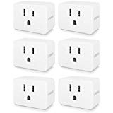 Smart Plug Mini Enabled WiFi Outlet Socket, Compatible with Amazon Alexa and Google Home, No Hub Required, LUMIMAN 6 Pack