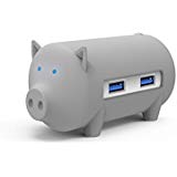 ORICO USB 3.0 HUB with Card Reader for TF and SD Card Reader, 3 USB 3.0 Port HUB with Detachable Pig Shape Rubber Jacket,Easy Wash [Support OTG Function](Gray)