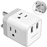 UK Ireland Hong Kong Travel Power Adapter, TESSAN International Power Cube Plug with Dual USB Wall Charger, 5 in 1 Outlet Extender for Canada/USA to UK British England Scotland (Type G)