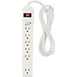AmazonBasics 6-Outlet Surge Protector Power Strip, 6-Foot Long Cord, 790 Joule - White