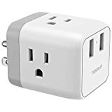 Multi Plug 3 Outlet Splitter with 2 USB Wall Charger, TESSAN Cube Wall Tap Power Outlet Extender Adapter, Cruise Ship Travel Plug Expander for Mexico, US etc.
