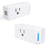 Smart WiFi Plug with 2 USB Ports, Compatible with AlexaGoogle Home, Enabled Remote Control Timer Function,No Hub Required(2 Packs)