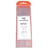 Rstar TIG Welding Tungsten Electrodes 2% Thoriated 5/32&quot; x 7&quot; (Red, WT20) 10-Pack