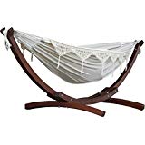 Vivere C8SPCT-00 Double Cotton Hammock with Solid Pine Arc Stand-Natural 8&#39; Neutral