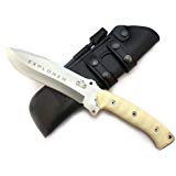 Explorer White - Premium Quality Outdoor/Survival/Hunting Knife - Micarta Handle, Stainless Steel MV-58 with Genuine Leather Sheath + Firesteel. Made in Spain