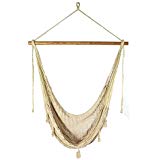 Sunnydaze Extra Large Mayan Hammock Chair, Indoor/Outdoor Use, Lightweight Cotton/Nylon Rope, Max Weight: 330 Pounds, Natural Color
