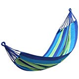 Yosoo 450lbs 110&quot;*60&quot; Soft Double Person Wide Hammocks Durable Cotton Hammock for Outdoor,Traveling, Camping, Hiking, Backpacking Multicolor Stripe with Carrying Bag (Blue)
