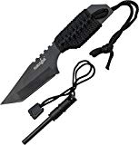 Survivor HK-106320 Series Fixed Blade Outdoor Knife, Black Tanto Blade, Cord-Wrapped Handle, 7-Inch Overall
