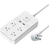 NTONPOWER Power Outlet Bar Surge Protector with 12W 2 USB Charging Port and 4 Electric Outlets Flat Wall Plug Power Strip with 5ft Heavy Duty Extension Cord for Phone, Tablet, iphone, Samsung, LG - White