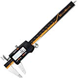 GlowGeek High Quality Electronic Digital Caliper Inch/Metric/Fractions Conversion 0-6 Inch/150 mm Stainless Steel Body Orange/Black Extra Large LCD Screen Auto Off Featured Measuring Tool - Orange
