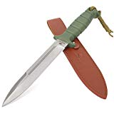 MOSSY OAK Fixed Blade Hunting Survival Knife 13.5-inch, Rubberized Anti-Slip Handle with Leather Sheath and Lanyard