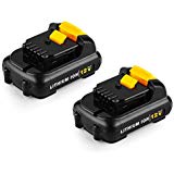 Powilling 2Pack 2.5Ah 12V Max Lithium-Ion Replacement Battery for Dewalt DCB120 DCB123 DCB127 High Capacity Cordless Power Tools