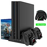 OIVO Regular PS4/ PS4 Slim/ PS4 Pro Cooler, Multifunctional Vertical Cooling Stand, PS4 Controller Charger with LED Indicators,Charging Dock Station with 12PCS Games Storage for PS4,PS4 Slim,PS4 Pro