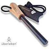 Überleben Zünden Fire Starter | 5/16”, 3/8” or 1/2” Thick Bushcraft Fire Steel with Handcrafted Wood Handle | 12,000-20,000 Strikes | Traditional Survival Ferro Rod | Neck Lanyard | Traditional 5/16&quot;