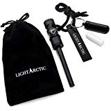 LightArctic Magnesium Fire Starter Survival Multi-Tool with Tinder. Best for Campfires, Emergency Kit, Camping and Hiking Gear. Built-in Compass and Whistle, Waterproof Aluminum Capsule, Cloth Bag