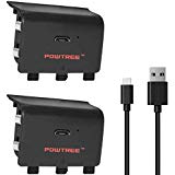 Powtree 2 Pack 2500mAh Ni-MH Rechargeable Battery for Xbox One/Xbox One S/Xbox One X/Xbox One Elite Wireless Controller Battery with Charging Cable Game Accessories