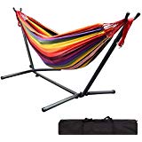 GreenWise 9Ft Double Hammock with Space Saving Steel Stand Travel Beach Yard Outdoor Camping (Red)