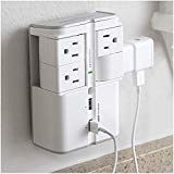 ECHOGEAR Outlet Splitter On-Wall Surge Protector &amp; Installs On Existing Outlets to Protect Your Gear &amp; Increase Outlet Capacity (4AC oulets &amp; 2 USB Ports)
