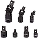 CASOMAN Complete 7 Pieces Impact Universal Joint and Adapter Set for Impact Driver Conversions and Access Hard to Reach Fasteners, 1/4-inch, 3/8-inch and 1/2-inch, Cr-V.