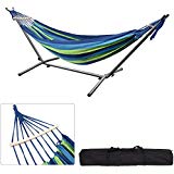 GreenWise 9Ft Double Hammock with Spreader Bar Steel Stand for Travel Beach Yard Outdoor Camping (Hammock with Stand)