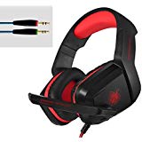 PHOINIKAS H1 Stereo Gaming Headset,Noise-Cancelling Headset,Bass Surround, Over Ear Headset，for PC,PS4，Xbox One, Mac, iPad, with Mic, LED Light,360 Switch Controller,Classic Version Headset (Red)