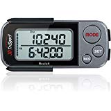 3DTriSport Walking 3D Pedometer with Clip and Strap, and Free eBook | 30 Days Memory, Extremely Accurate Step Counter, Walking Distance Miles and Km, Calorie Counter, Daily Target Performance Monitor, Exercise Time - Multi-Function Pocket Pedometer.