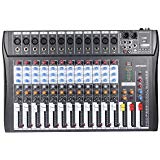 ammoon 120S-USB 12 Channels Mic Line Audio Mixer Mixing Console USB XLR Input 3-band EQ 48V Phantom Power with Power Adapter