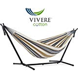 Vivere Double Desert Moon Hammock Combo with 9&#39; Stand and Carry Bag