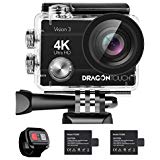 Dragon Touch 4K Action Camera Vision 3 Underwater Waterproof Camera 170° Wide Angle WiFi Sports Camera with Remote 4X Zoom 2 Batteries and Dual Charger and Mounting Accessories Kit