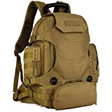 Protector Plus 40L Tactical Military Backpack MOLLE Assault 3 Way Water-resistant Hiking Daypack/Camping Backpck/Travel Daypack/Casual Backpack, Brown