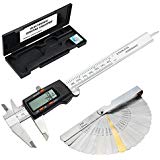 eSynic Digital Vernier Caliper with 32 Feeler Gauge 150mm/6Inch Plastic Stainless Steel Electronic Caliper Fractions/Inch/Metric Conversion Measuring Tool for Length Width Depth Inner Outer Diameter