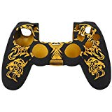 Soft Silicone Case Skin Grip Shell Cover for Sony Playstation 4 PS4 Controller (Black and Yellow)