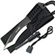 Survivor HK-759 Fixed Blade Knife, Two-Tone Tanto Blade, Black Cord-Wrapped Handle, 7-Inch Overall