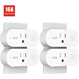 Smart Plug Mini WiFi Outlet 16A Wireless Socket Compatible with Alexa, Google Home and IFTTT, ZOOZEE Smart Plug WiFi Socket with Timer Function,No Hub Required, White (4pcs)
