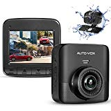 AUTO-VOX 2.7K D5 Pro Dual Dash Cam with 720P Low-Light-Level Night Vision Rear View Camera, -25 to 60℃ Resistant Dashboard Camera with Collision Detection Function for Cars, Trucks, Vans, RVs