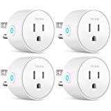 TECKIN Smart Plug Mini WiFi Outlet Wireless Socket Compatible with Alexa,Google Home and IFTTT, WiFi Socket with Timer Function,No Hub Required, White(4 Pack)