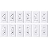 [12 Pack] BESTTEN UL-Listed 15A Self-Test GFCI with Tamper-Resistant (TR), USG5 Slim Series, Ground Fault Circuit Interrupter GFI with LED Indicator, Wall Plate Included, White