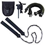 Justech 24Inch Pocket Chainsaw 33pcs Sharp Blades Hand Gear Chain Saw With Firestarter Carrying Pouch and Paracord Bracelet Best Folding Hand Saw Tool for Survival, Camping, Hunting, Tree Cutting or Emergency Kit