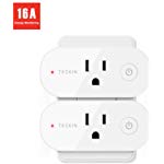 Smart Plug WiFi Outlet Compatible with Alexa, Echo, Google Home and IFTTT, TECKIN Mini Smart Socket with Energy Monitoring and Timer Function, No Hub Required, 16A (2 Pack)