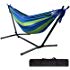 GreenWise 9Ft Double Hammock with Space Saving Steel Stand for Travel Beach Yard Outdoor Camping (Blue)