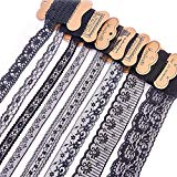 BENECREAT 15 Rolls 37.5 Yards Black Floral Pattern Fabric Lace Ribbon by the Roll for Wedding Invitation, Cards, Decorating, Sewing, Hair Bow Making, Gift Package Wrapping, Mixed Size