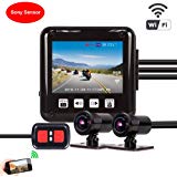 VSYSTO P6F Motorcycle Action Camera Full Body Waterproof Dual 1080P WiFi Dash Cam System with Front and Rear View Lens Driving Recorder, 2.0 inch LCD Screen Super Capacitor Design